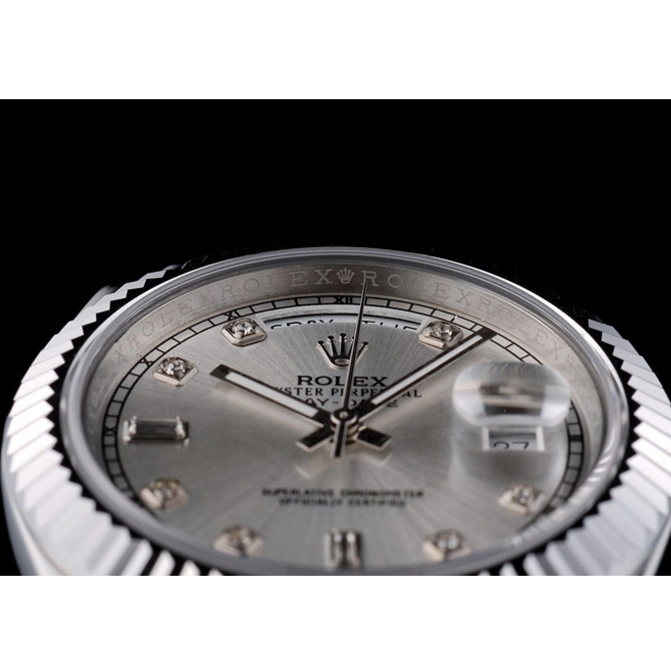Good Copy Rolex Watches Stainless Bezel DayDate Steel Silver 41995 Swiss Ribbed Dial Rolex 0618